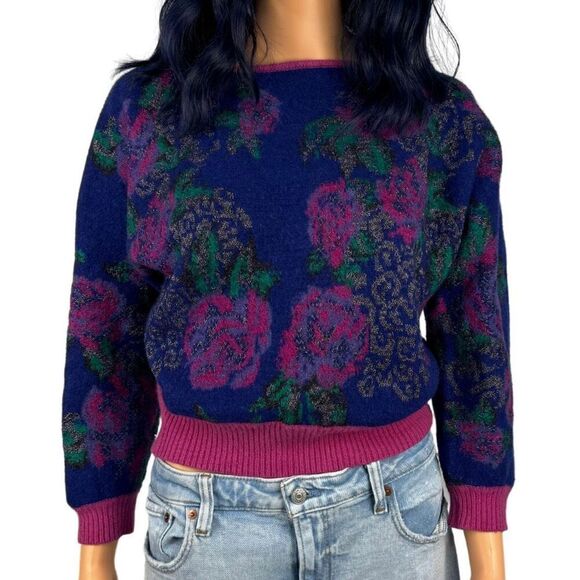 Vintage 1980’s Rare Emmanuel Ungaro Paris Floral Print Sweater Size Medium - Picture 4 of 6